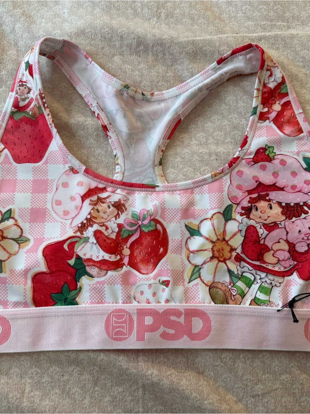 PSD Pink Strawberry-Print Racerback Sports Bra